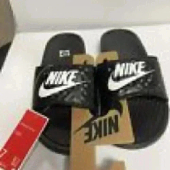 NIKE BENASSI JDI BLACK/WHITE SLIDES # 343881 011 WOMEN’S 7 - Picture 7 of 9